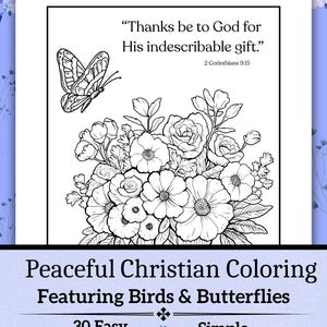 Bible Verse Coloring Pages Birds, Christian Scripture Adult Faith Based Coloring Book, Printable Download Butterfly Floral Activity Sheets