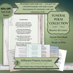 Funeral Poems Printable Memorial Poem Instant Download Bereavement Poems for Funeral Tribute for Memorial Service Keepsakes