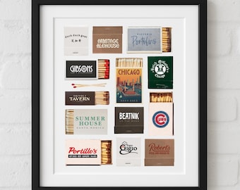 Chicago, Illinois Customizable Matchbox Print Wall Art