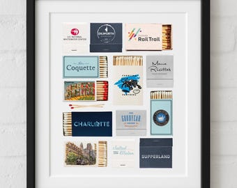 Charlotte, North Carolina Customizable Matchbox Print Wall Art