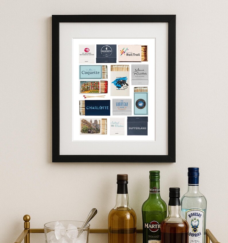Charlotte, North Carolina Customizable Matchbox Print Wall Art image 4