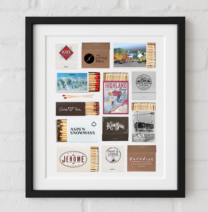 Aspen, Colorado Customizable Matchbox Print Wall Art image 1
