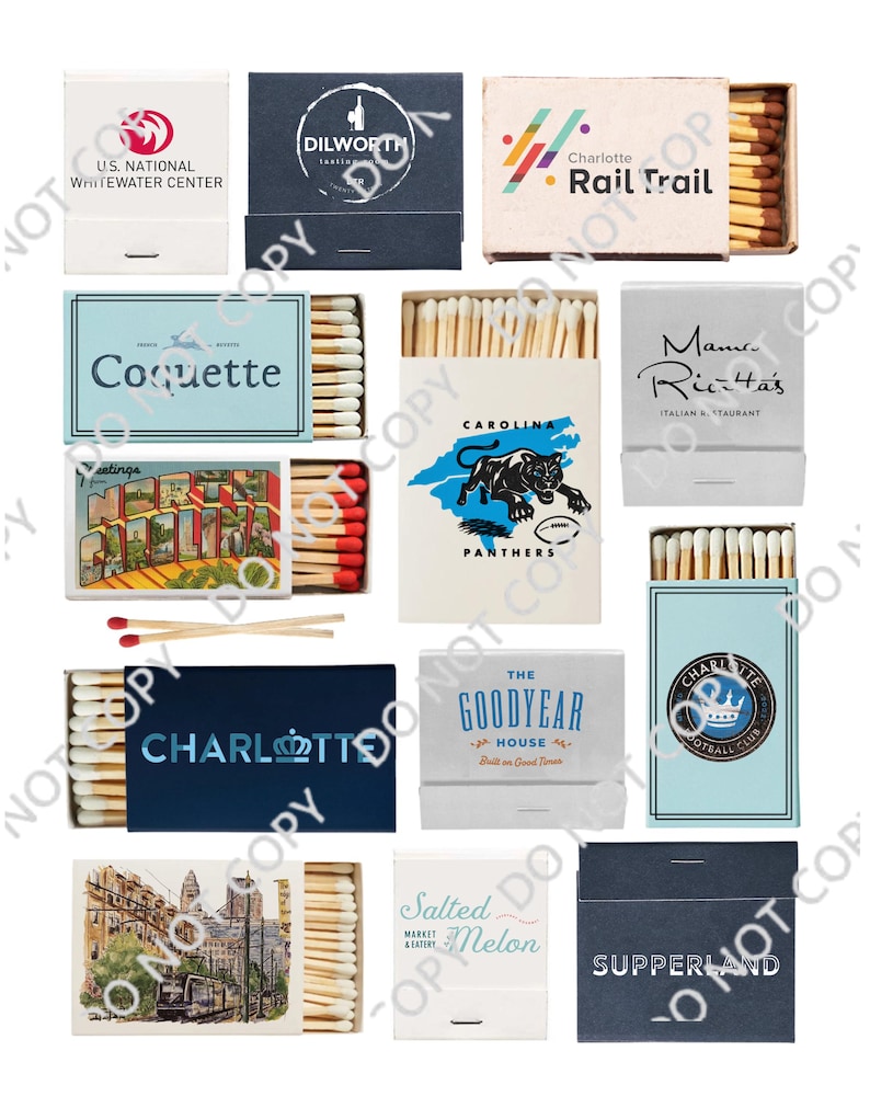 Charlotte, North Carolina Customizable Matchbox Print Wall Art image 2