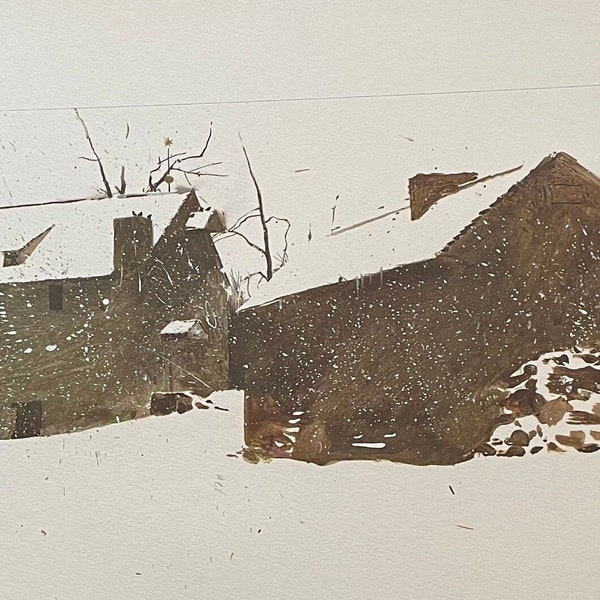 Andrew Wyeth, Brinton's Mill | Published lithograph print Mid 20th century | Farm in Winter | Large Format | Wall Art framable