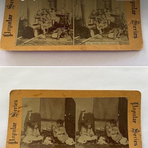 1900 Spielende Kinder | 3er Set Karten | Antike Stereoview Karten |  Motiv | Spielen zu Hause Strohmeyer und Wyman