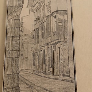 E Hesketh Hubbard, Rue Ferruce, Avignon Published pencil drawing print by Morland Press 1924. French street Wall Art