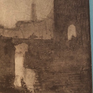 E Hesketh Hubbard, Tower Bridge Fantasy. Published print by Morland Press 1924. Wall Art Bridge in the fog