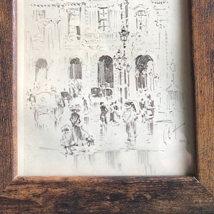 Hornby Paris The Louvre Framed Original Published Lithograph 1920 The Old Courtyard Beautiful drawing Wall Art