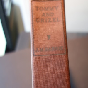 Peut inclure: Un livre brun avec le titre "Tommy and Grizel" de J.M. Barrie.