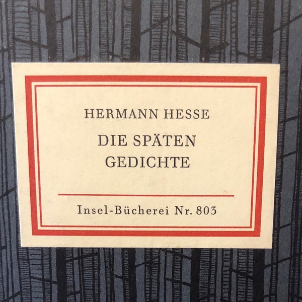 Hermann Hesse Late Poems 1963 Insel-Bücherei Hardcover German Edition No 802 Island Library