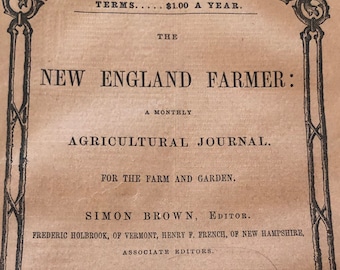 New England Farmer Monthly Agricultural Journal 1857 publisher Simon Brown Editor For the Farm and Garden Rare 19th century farm magazine