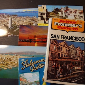 San Francisco grab bag 1970s style guidebook, postcards, Fisherman&#39;s Grotto cook book. Buy a bit of nostalgia of the City by the Bay