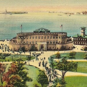 New York Aquarium and Battery Park - oude tijd New York - 4 bij 6 inch print