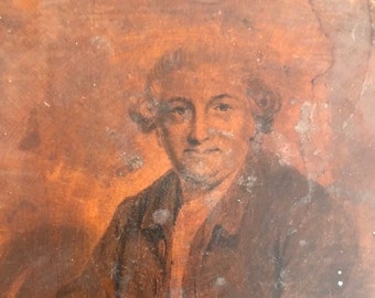 Antique Etched Copper Printing Plate David Garrick early 18th Century portrait Wood Block with Copper Plate Highly collectible History