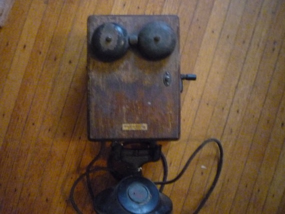 Western Electric Wooden Ringer Box And Black Desk Phone 1913 Etsy
