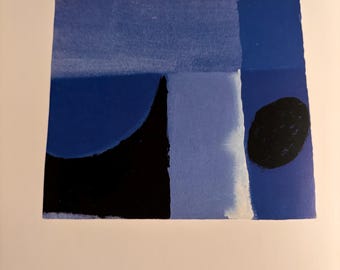 William Scott, Untitled | Vintage print Mid 20th century Bold Blue Abstract Wall Art framable