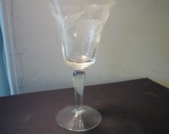 Etched Vintage Wine Glasses Mid Century Goblet 1950s Two sizes available  8 inch or 6.5 in for your bar cart, cocktail hour Retro cool