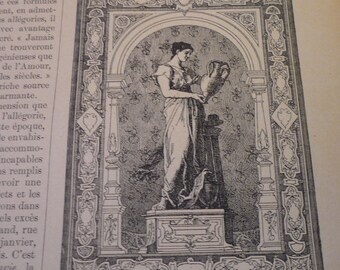 Elegant French Dictionary Pages - Furniture Dictionary - Antique pages with Drawings and Text - 1878s special aged paper