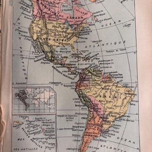 1920 erschienene Amerika Landkarte Farblithographie aus französischem Lexikon | Original einrahmbar Für Kartenliebhaber