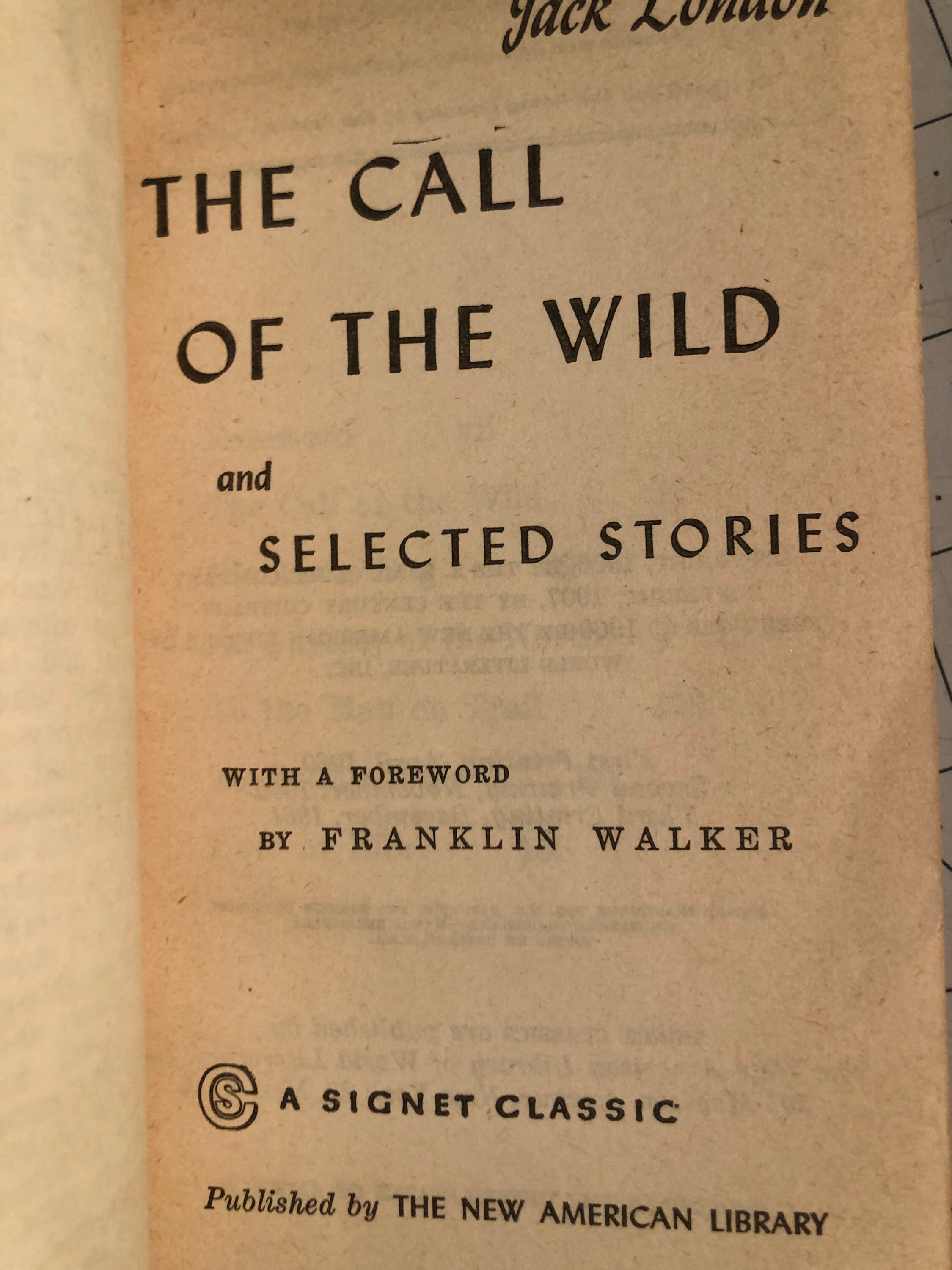 1961 Call of the Wild by Jack London Adventure Story. Signet Paperback ...