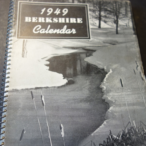 Berkshires 1949 Calendar Small Desk Calendar with spiral binding Retro Photos Simple time Berkshire Hills Great Barrington Lenox Pittsfield