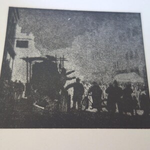 E Hesketh Hubbard The Cheap Jack etching Finely produced reprint published by Morland Press 1924. Unmounted Vintage Wall Art