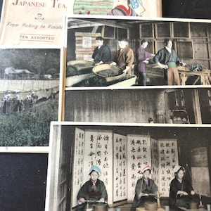 Juego de 10 postales de la ceremonia del té coloreadas a mano. En perfecto estado. Nunca enviadas con sobre original. Recuerdo histórico de Japón de 1920.