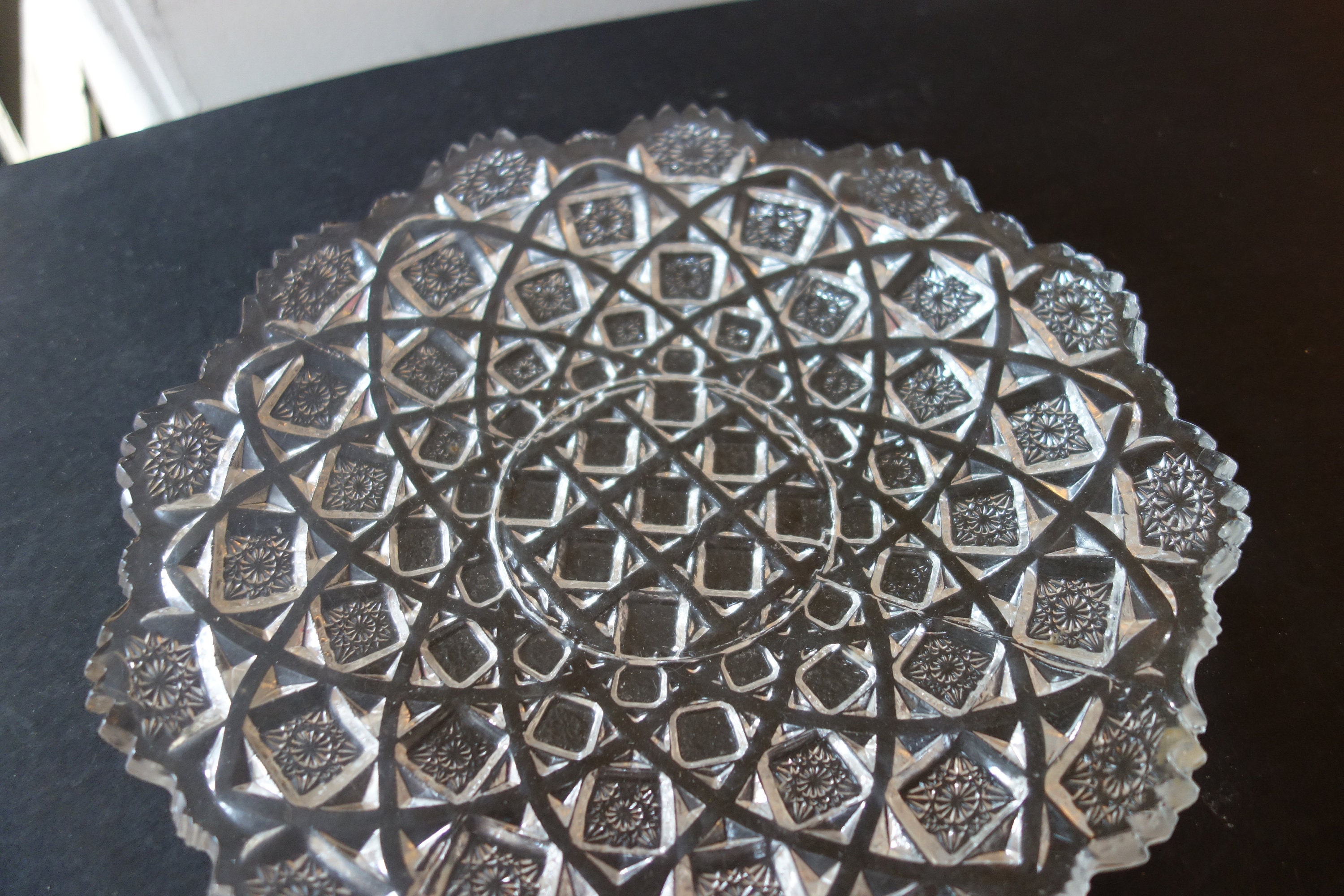 Brilliant Crystal Plate With Beautiful Pattern MINT Condition Etsy UK