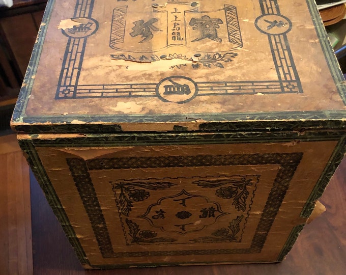 Antique Tea Crate With Lid Wooden Box Authenic Export Crate With Lid