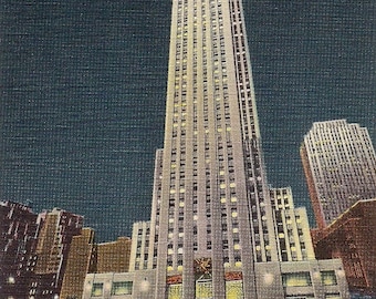 30 Rock at Night Rockefeller Center Giclee Fine Art Print Old time New York RCA Building retro New York icon
