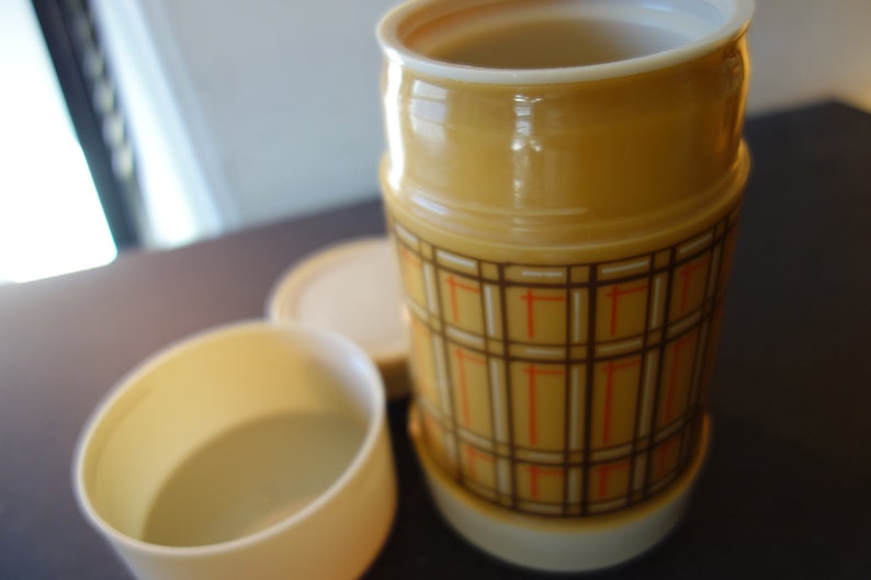 Vintage Aladdin Soup Thermos . Wide Mouth 16 Oz Tan Red & Etsy