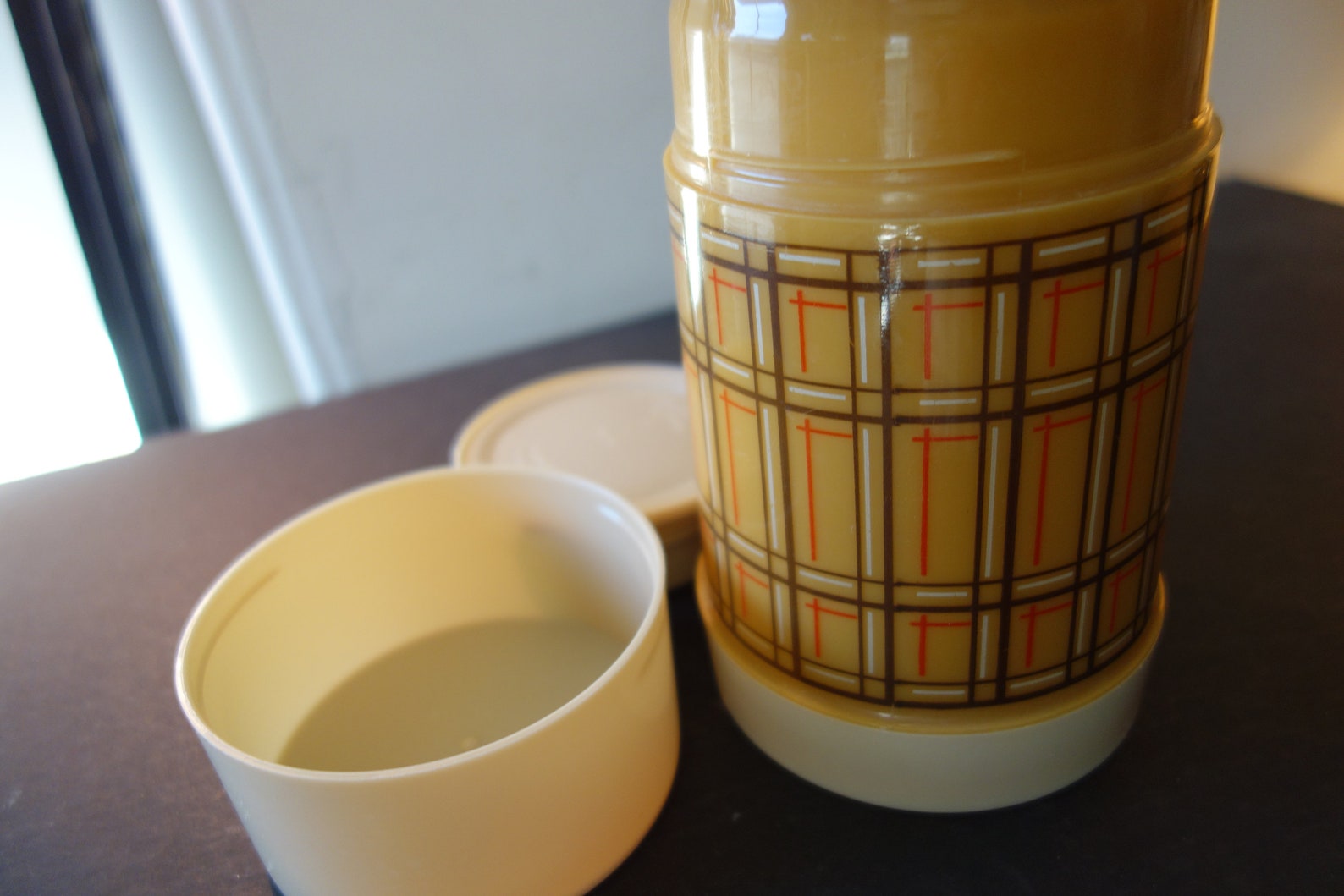 Vintage Aladdin Soup Thermos . Wide Mouth 16 Oz Tan Red & Etsy