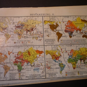1910 Population Density Infographic antique original color lithograph gift for map lover data scientist wall art Framable Collectible data