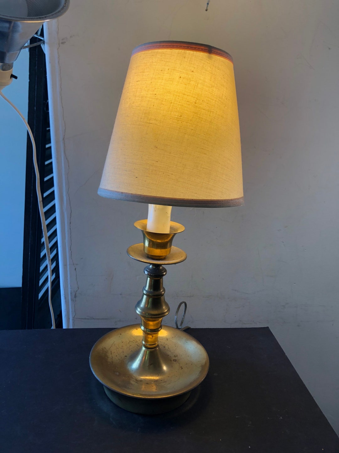 Vintage Brass Candlestick Lamp 12 Inches Weighted Base, Timeless Design