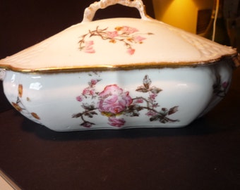 Limoges Covered Dish Casseroles | Pink Rose Pattern | Hand painted 22k gold | Sold Separately | H&C | Great special occasion gift