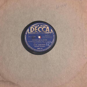 1938 Louis Armstrong Sweet As A Song | Decca Blue Label Records 78 RPM shellac | Big Band record | excellent condition original sleeve