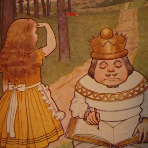 Alice and the White King Through the Looking Glass Lewis Carroll - M.L.Kirk - 1905 color book plate color lithograph framable