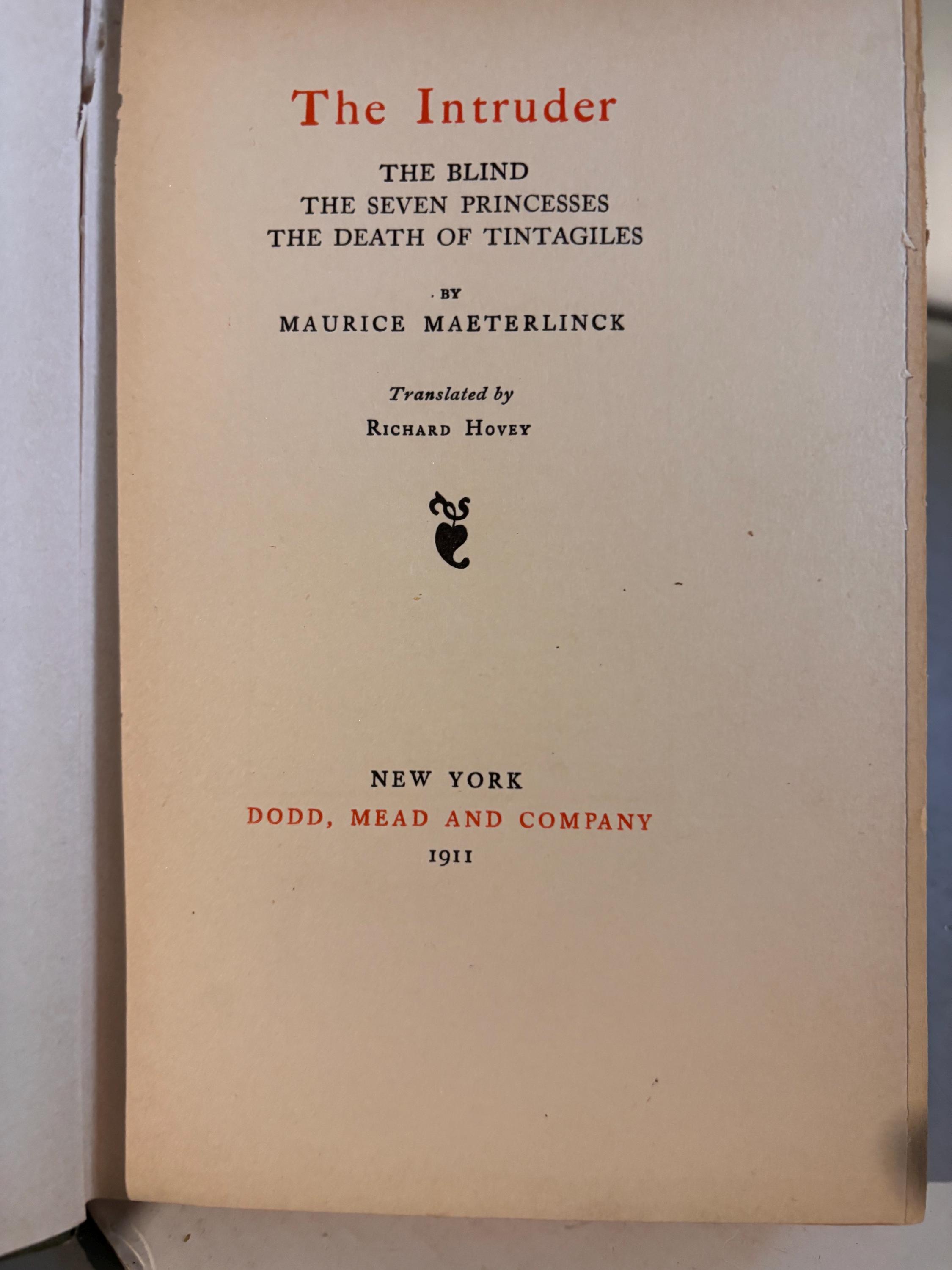 Maurice Maeterlinck Oeuvres 4冊セット Four Books of Plays by Maurice Maeterlinck. Sold Separately