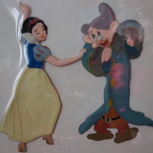 Snow White and Dopey original animation cel hand painted Limited series 59 of 275 - Disney certificate of authenticity framed