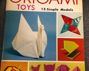 Origami Toys Simple Models Japanese Paper Folding instruction Book by Toshie Takahama 1980 vintage how to illustrated.