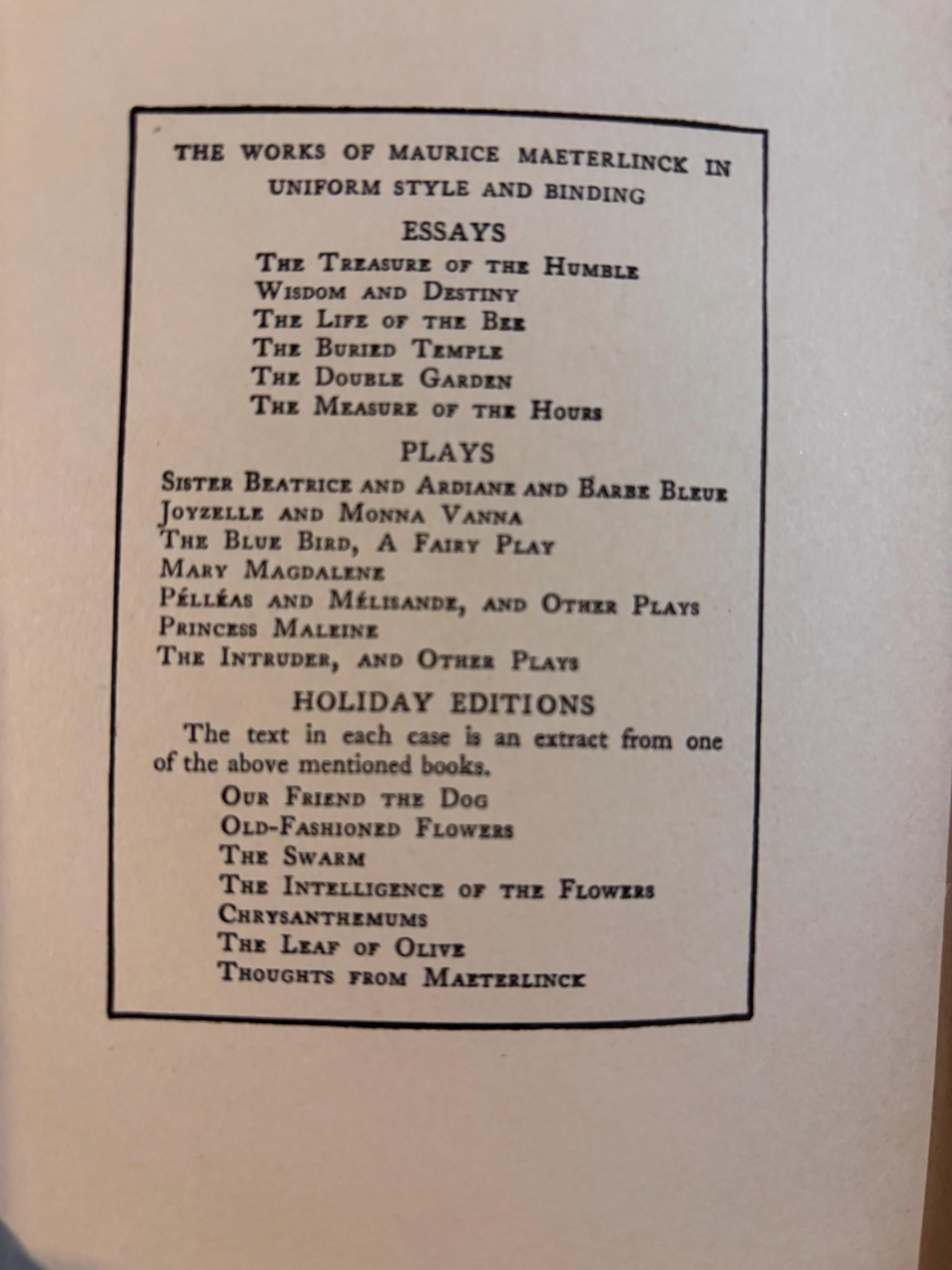 Four Books of Plays by Maurice Maeterlinck. Sold Separately