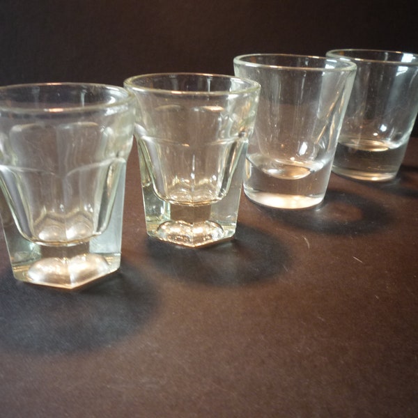 Set of Shot Glasses 4 vintage one ounce glasses for your bar parties Mid Century] - 2 in tall - bar ware party bar cart cocktail hour cool
