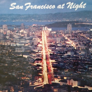 San Francisco nocą, pocztówka vintage z 1967 r. – nigdy niewysłana Darmowa wysyłka w USA