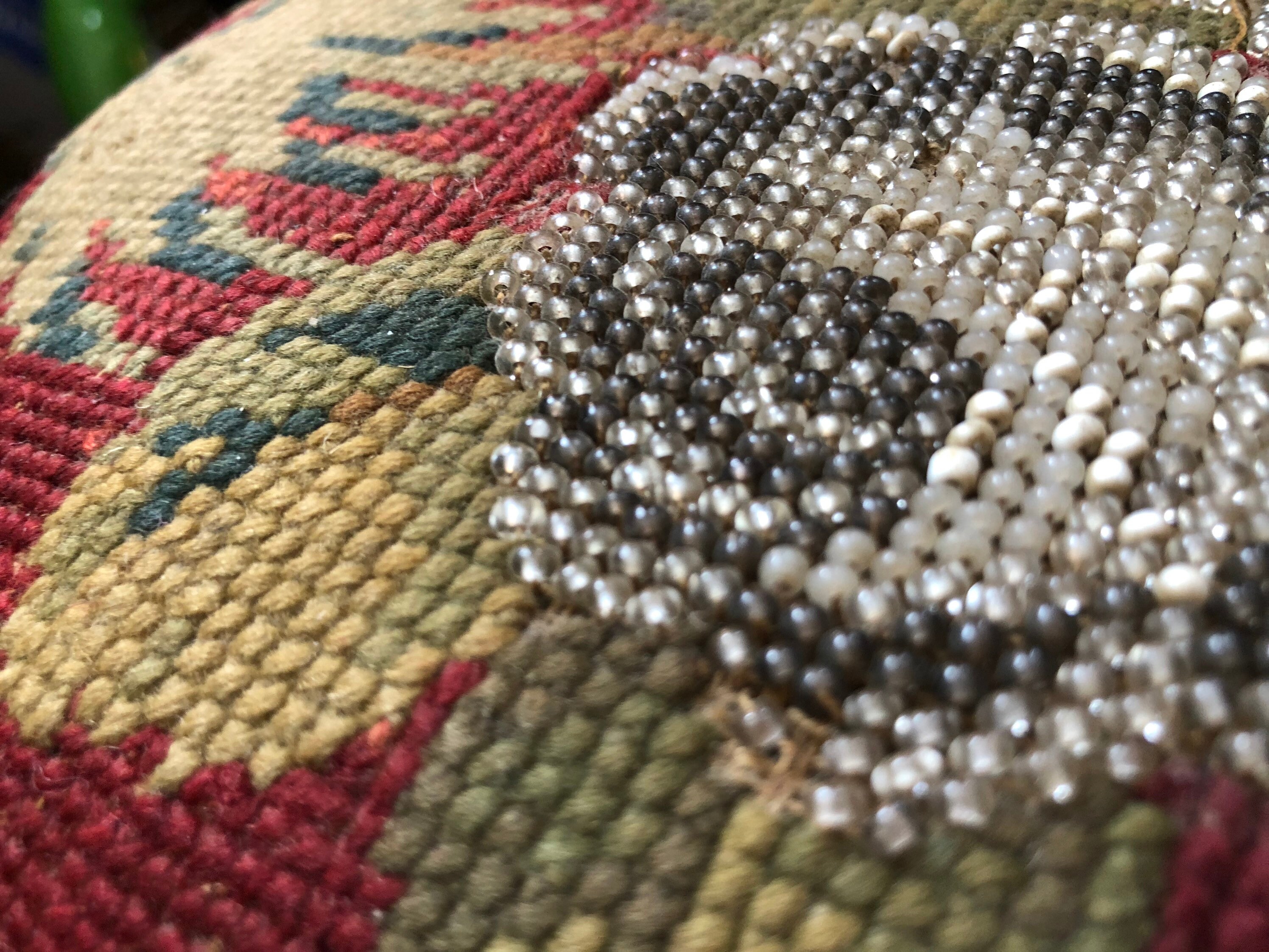 Victorian Beaded Ladies Footstool Antique With Handmade Footed Base ...