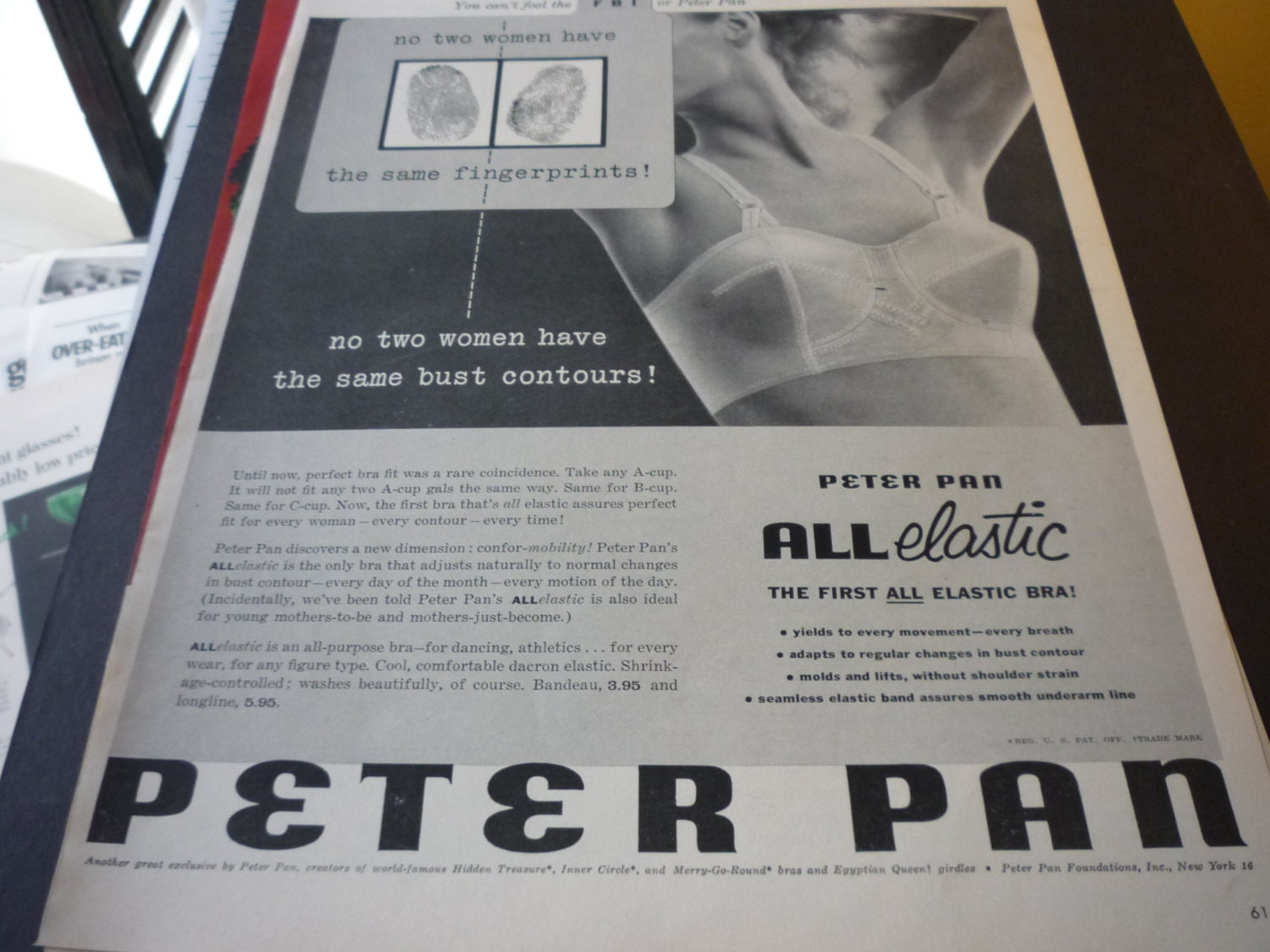 The Peter Pan Bra 1950s Vintage Ad Mid Century Fashion Original Ad  Supportive Elastic Bra -  Canada