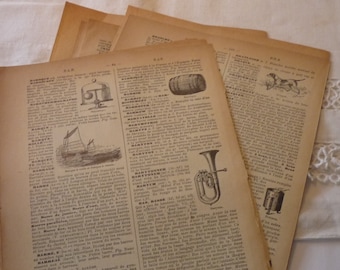 Antikes Französisches Wörterbuch Seiten-Illustrierte Seiten von 1923 Petit Larousse Antikes französisch