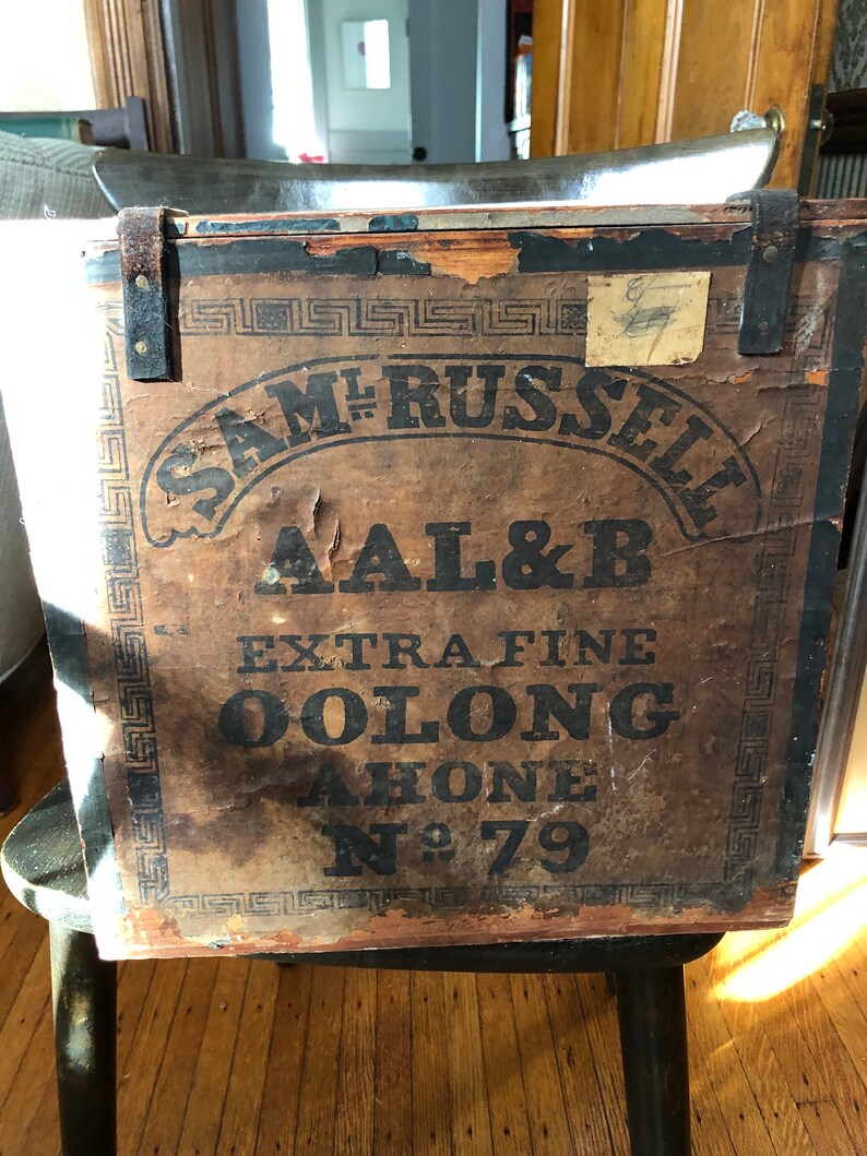 Antique Tea Crate With Lid Samuel Russell Wooden Export Crate Etsy