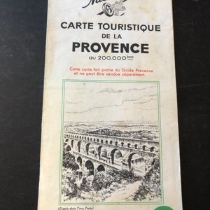 1962 France map of Provence by Pneu Michelin No 140 Great for collage, mixed media projects, framing. Carte Touristique. Southern region.