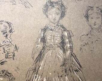 Whistler, Sketches of Baby Leyland | 19th century | original published lithograph Victorian portrait | gift for art lovers