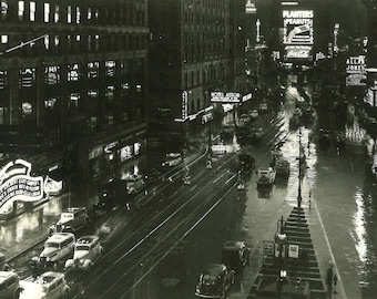 夜のタイムズスクエア ニューヨーク 1940年代のレトロなニューヨーク
